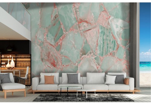 Marble mosaic wallpaper surface