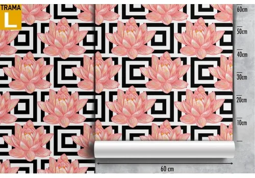 Carta da Parati fiori rosa e geometrie moderne natura. 2