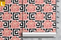 Carta da Parati fiori rosa e geometrie moderne natura.