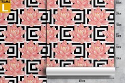 Pink flowers and modern geometries nature wallpaper.
