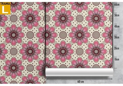 Carta da Parati fiori e geometrie design vintage. 2