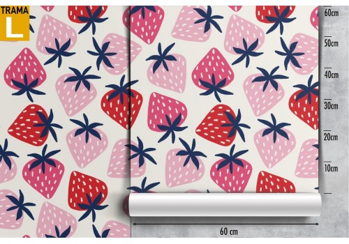 Strawberry pink nature stylized modern wallpaper. 2