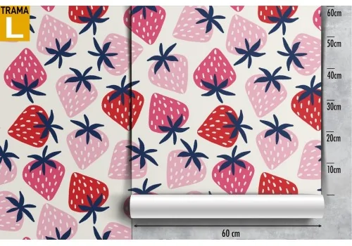 Strawberry pink nature stylized modern wallpaper. 2