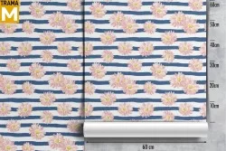 Modern Nature Wallpaper with Flowers, Stripes and Waves