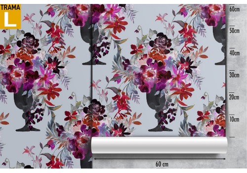 Carta da Parati vaso di fiori fucsia natura moderna pattern. 2