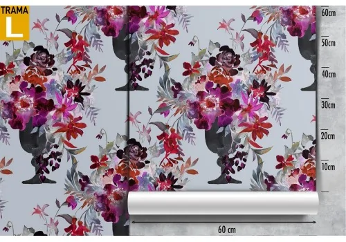 Carta da Parati vaso di fiori fucsia natura moderna pattern. 2