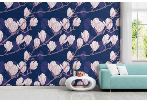 Pink flowers nature design wallpaper.