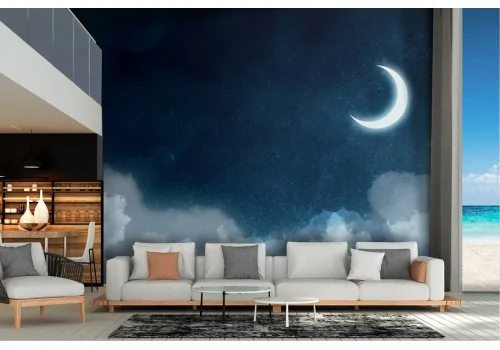 Carta da Parati paesaggio cielo notturno con luna