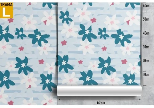 Wallpaper stylized flowers white and blue nature pattern. 2