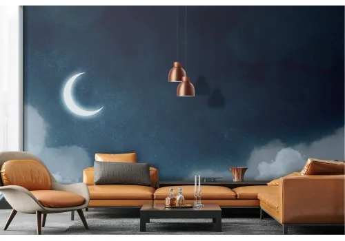 Carta da Parati paesaggio cielo notturno con luna 2