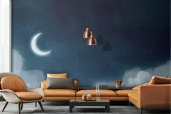 Wallpaper landscape night sky with moon