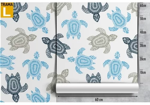 Carta da Parati tartarughe stilizzate natura bambini. 2