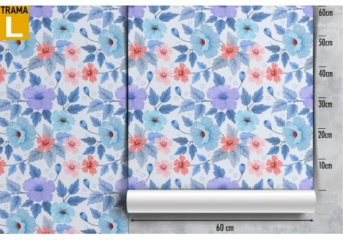 Blue vintage nature flowers wallpaper. 2