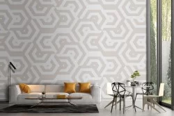 Geometric pattern white wallpaper decoration.