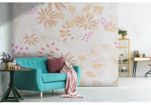 Carta da Parati fiori stilizzati natura pattern vintage.