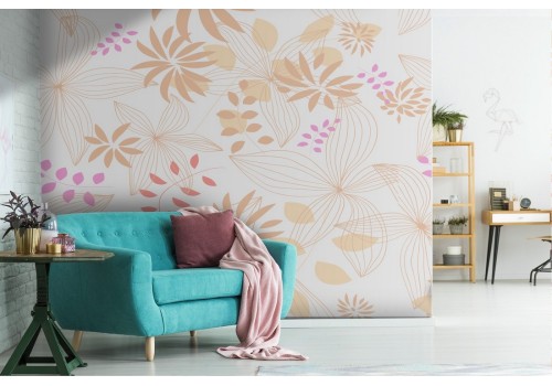 Wallpaper with stylized flowers nature vintage pattern.