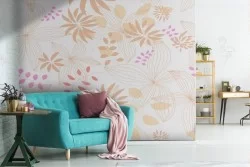 Carta da Parati fiori stilizzati natura pattern vintage.