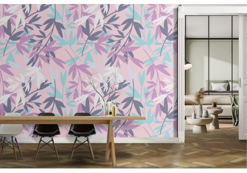 Modern pink stylized flowers wallpaper.