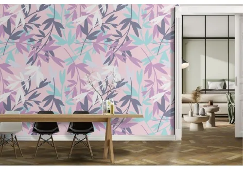 Modern pink stylized flowers wallpaper.