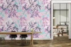 Carta da Parati fiori stilizzati rosa moderna.