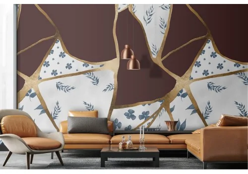 Marble wallpaper brown and gold surface pattern.