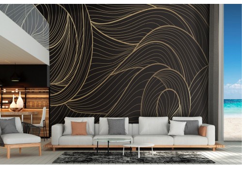 Wallpaper design with abstract stripes and waves