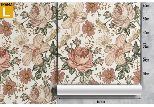 Vintage flower pattern antique pink wallpaper. 2