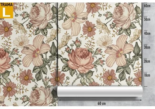 Vintage flower pattern antique pink wallpaper. 2