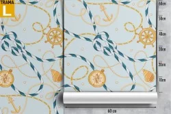 Wallpaper with ropes and ship decorations modern pattern.