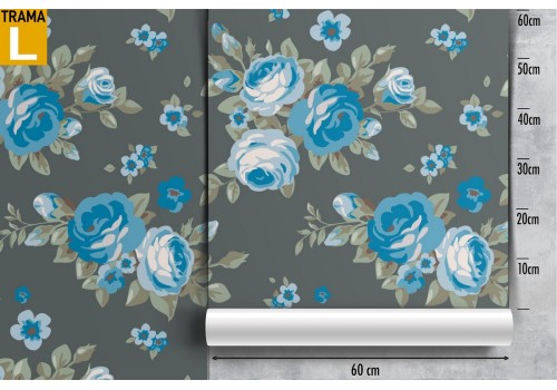 Blue flowers wallpaper nature modern design. 2