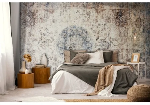 Wallpaper vintage decoration geometries and flowers