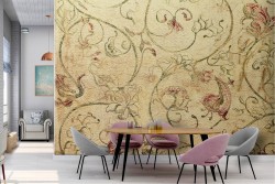 Wallpaper climbing flowers vintage nature yellow gold