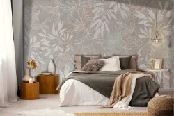Stylized Vintage Marble Leaves Wallpaper