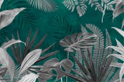 Carta da Parati natura foglie tropicali design vintage