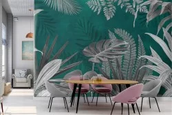 Tropical leaves nature wallpaper vintage design