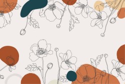 Wallpaper stylized flowers nature vintage design