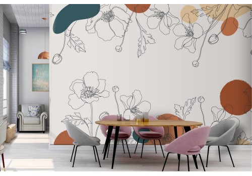 Wallpaper stylized flowers nature vintage design