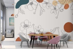 Wallpaper stylized flowers nature vintage design