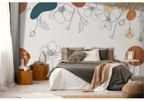 Carta da Parati fiori stilizzati natura design vintage 2