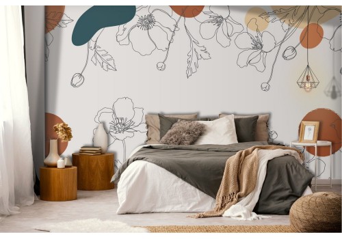 Wallpaper stylized flowers nature vintage design 2