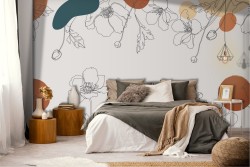 Stylized Vintage Nature Flowers Wallpaper