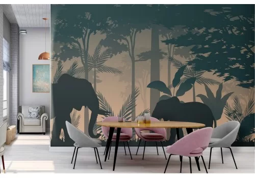 Carta da Parati elefanti natura design tropicale