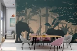 Carta da Parati elefanti natura design tropicale