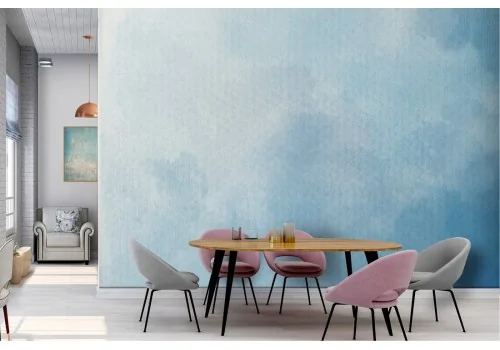 Blue sky painted landscape wallpaper