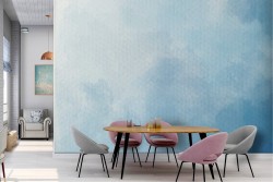 Blue sky painted landscape wallpaper