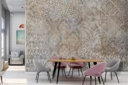 Vintage geometric and floral wallpaper decoration