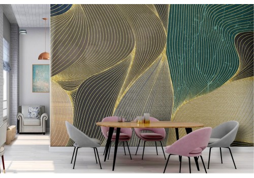 Abstract leaves stripes nature luxury wallpaper