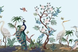 Carta da Parati pavoni animali natura vintage