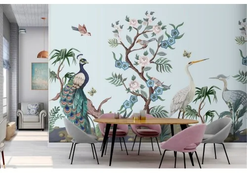 Peacocks animals nature vintage wallpaper