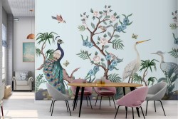 Carta da Parati pavoni animali natura vintage